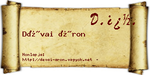 Dévai Áron névjegykártya